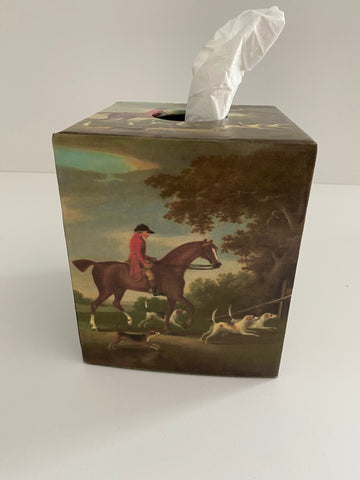 Vintage Hunt Scene tissue box
